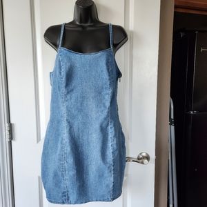 DIVIDED By H & M Blue Denim Mini Dress Stretchy Summer Womens Large L